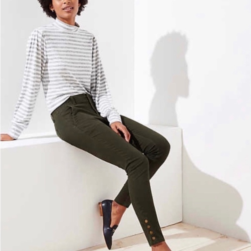 New Loft Skinny Snap Cuff Pants In Marisa Fit Sz 6, GREY